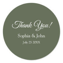 Modern Elegant Olive Green Wedding Thank You