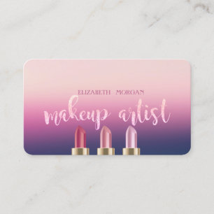 Modern Elegant Ombre,Lipsticks ,Makeup Artist Business Card
