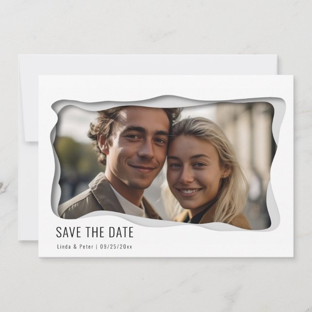 Modern Elegant One Photo Minimalist Style Save The Date (Front)