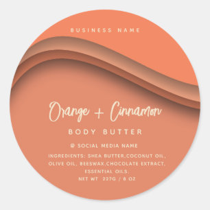 Modern elegant orange cosmetics classic round sticker