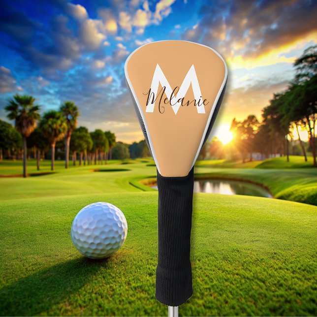 modern elegant orange monogram  golf head cover (Creator Uploaded)