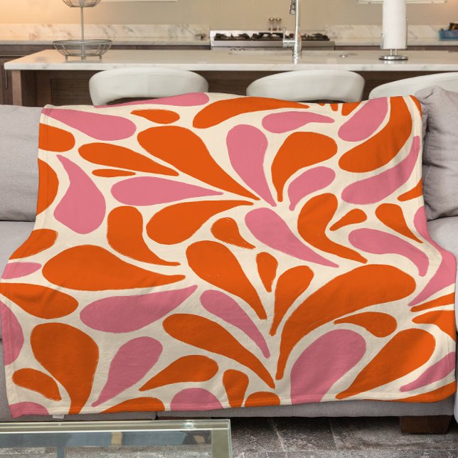 Modern elegant orange pink abstract patterned  fleece blanket (Creator Uploaded)