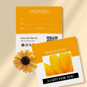 Modern Elegant Orange White Floral Nail Salon Gift
