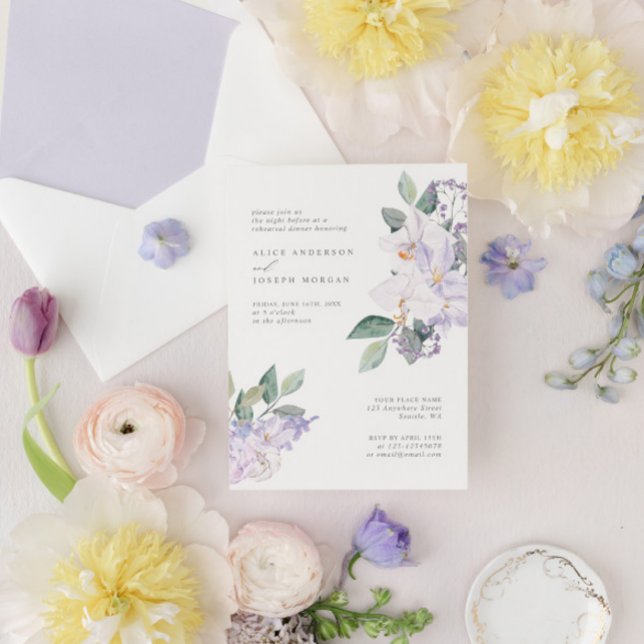 Modern Elegant Orchids & Greenery Rehearsal Dinner Invitation (Creator Uploaded)