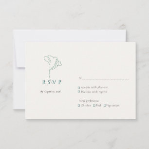 Modern Elegant Outlined Botanical Emerald RSVP Card