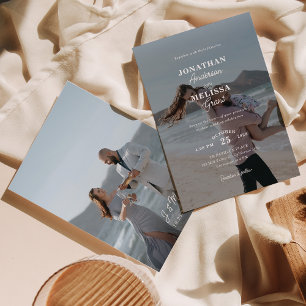 Modern Elegant Overlay Photo Script Wedding Invitation
