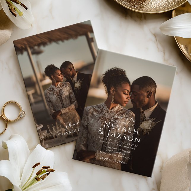 Modern Elegant Overlay Wedding Photo Invitation (Creator Uploaded)