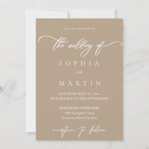 Modern Elegant Pale Taupe Photo Wedding Invitation