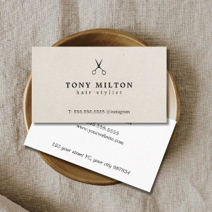 Modern Elegant Paper Texture Scissors Hairdresser Business Card
