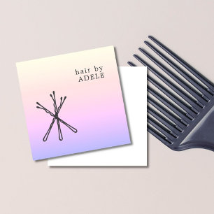 Modern Elegant Pastel Black Hair Pins Hair Stylist Square Business Card