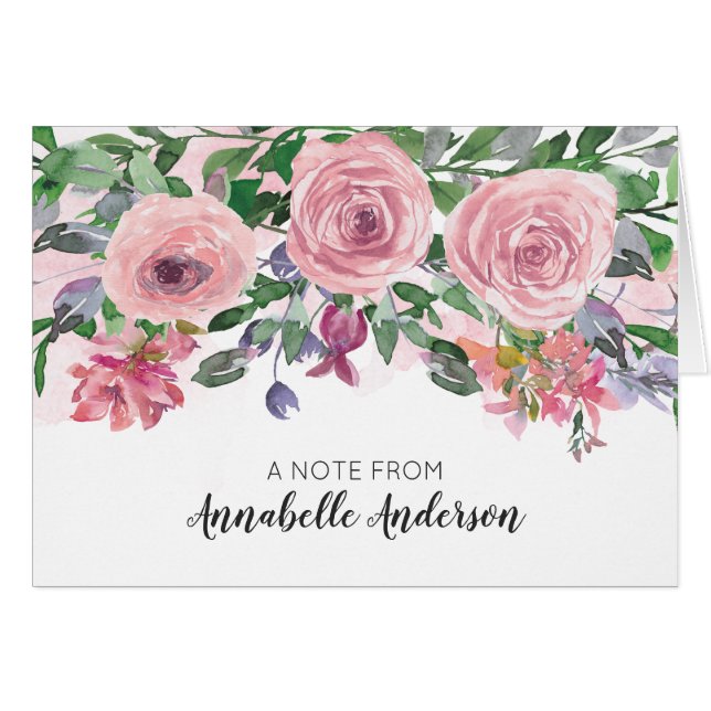 Modern Elegant Pastel Blush Pink Floral Watercolor (Front Horizontal)