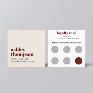 Modern Elegant Pastel Bold Hair Salon  Loyalty Card