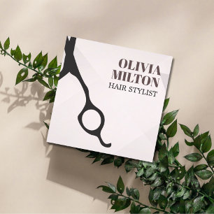 Modern Elegant Pastel Bold Scissors Hair Salon Square Business Card