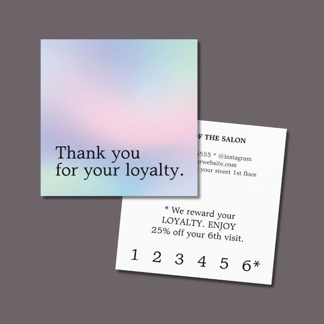 Modern Elegant Pastel Colours Bold Beauty Loyalty Card (Creator Uploaded)