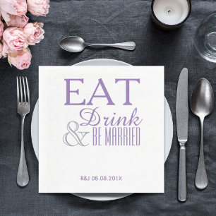 modern elegant pastel lilac purple wedding favour napkin