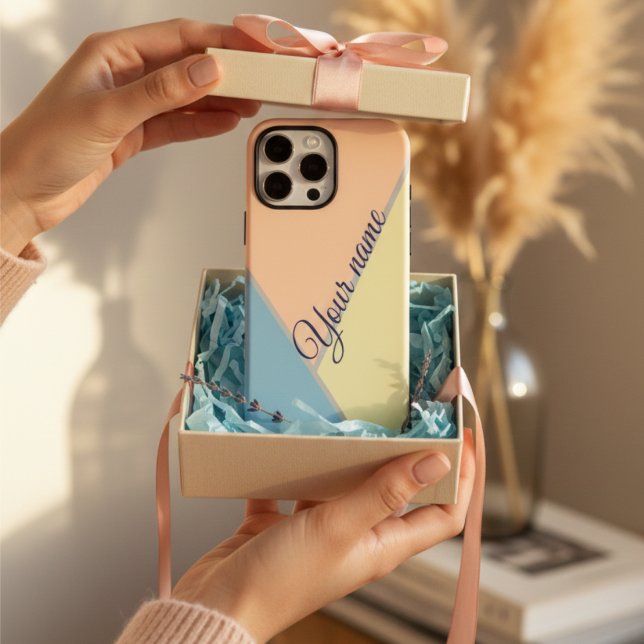 Modern Elegant Pastel Peach Blue Yellow Custom Case-Mate iPhone Case (Creator Uploaded)