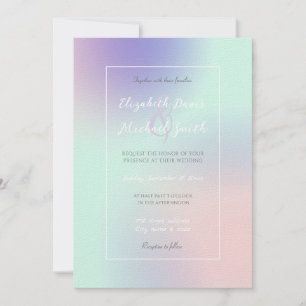 Modern Elegant Pastel Pink Mint Purple Gradient Invitation