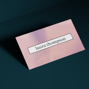 Modern Elegant Pastel Rose White Stripe Business Card