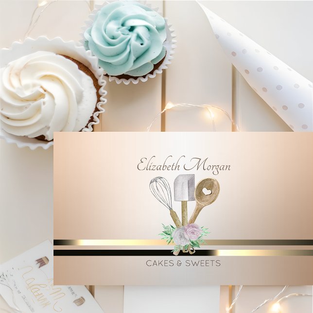 Modern Elegant Pastry Hand Tools Bakery Luminouse  Business Card (Creator Uploaded)