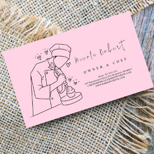 modern elegant Patisserie Chef Dessert pink Business Card