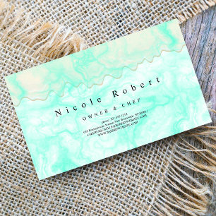 modern elegant Patisserie cream Chef green marble  Business Card