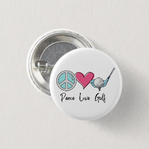 Modern Elegant Peace Love Golf Woman Golfer  3 Cm Round Badge