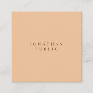 Modern Elegant Peach Colour Minimalist Luxury Plai Square Business Card