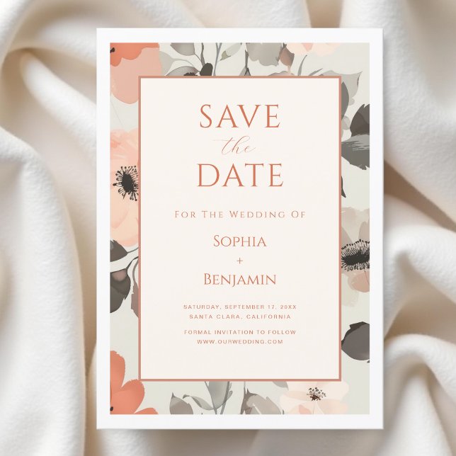 Modern Elegant Peach Wedding  Save The Date (Creator Uploaded)