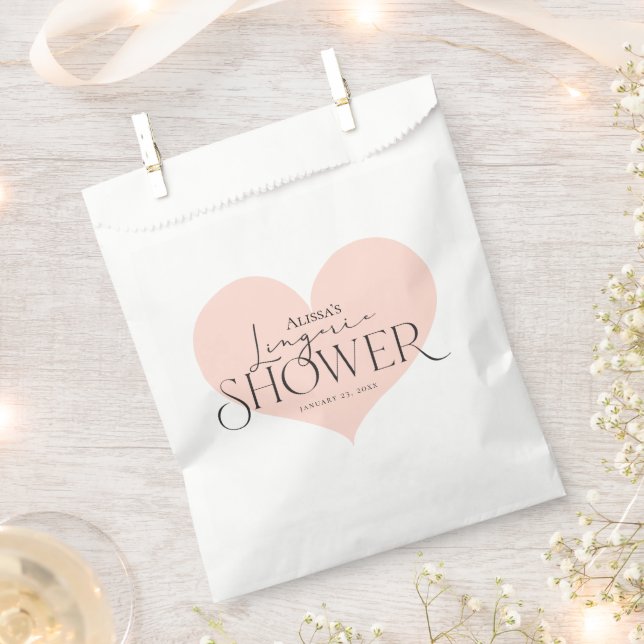Modern Elegant Peach White Heart Lingerie Shower  Favour Bags (Clipped)