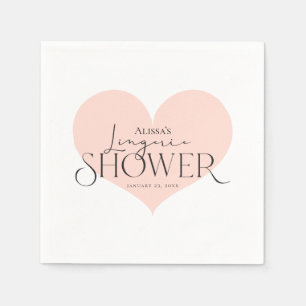 Modern Elegant Peach White Heart Lingerie Shower  Napkin