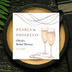 Modern Elegant Pearls & Prosecco Bridal Shower Napkin