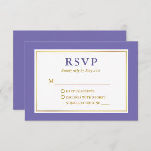 Modern Elegant Periwinkle White Gold RSVP Card