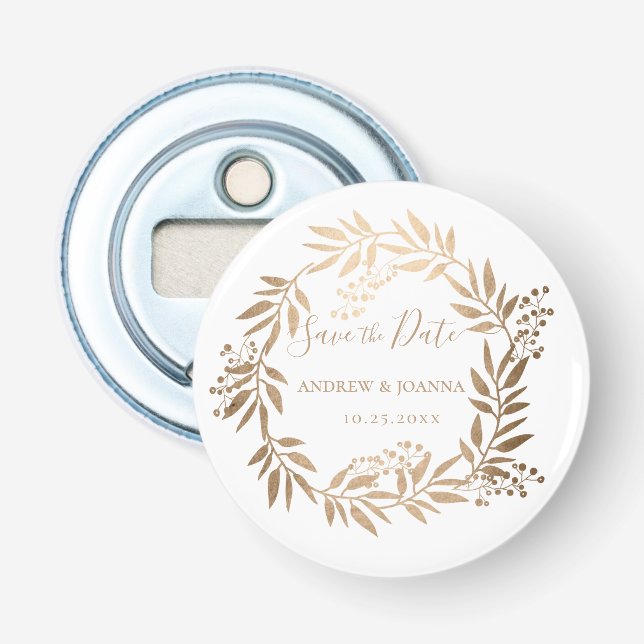 Modern Elegant Personalised Gold Monogram Bottle Opener (Front)