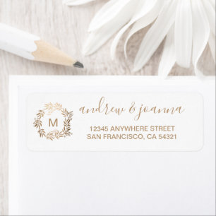 Modern Elegant Personalised Gold Monogram Return 