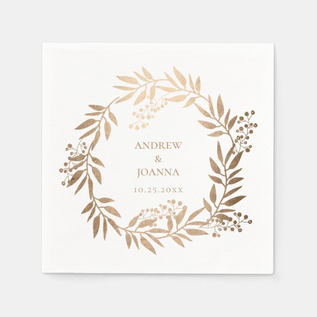Modern Elegant Personalised Gold Monogram Wedding Napkin (Front)