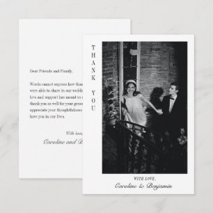 Modern Elegant Personalised Message Photo Wedding Thank You Card