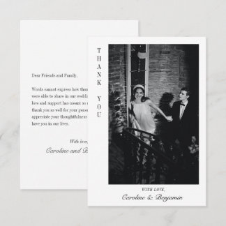 Modern Elegant Personalised Message Photo Wedding Thank You Card