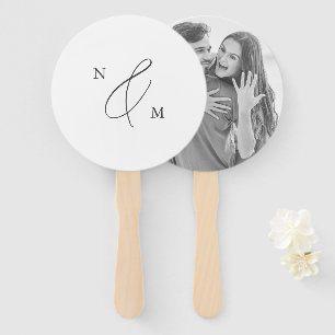Modern Elegant Personalised Monogram Photo Wedding Hand Fan