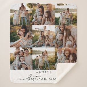 Modern Elegant Personalised Photo Family Sherpa Blanket
