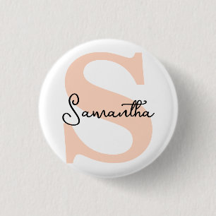 Modern Elegant Personalised Pink Monogram Initial 3 Cm Round Badge