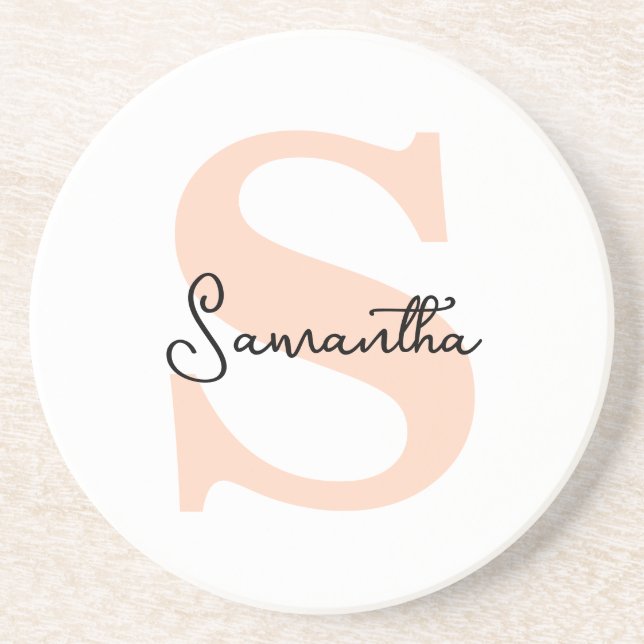 Modern Elegant Personalised Pink Monogram Initial Coaster (Front)