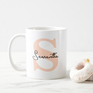 Modern Elegant Personalised Pink Monogram Initial Coffee Mug