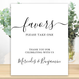 Modern Elegant Personalised Wedding Favours Table Poster