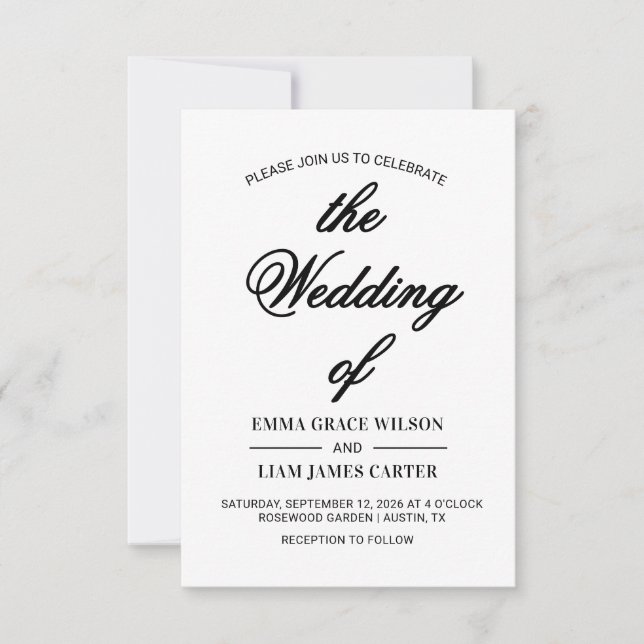 Modern Elegant Personalised Wedding Invitation (Front)
