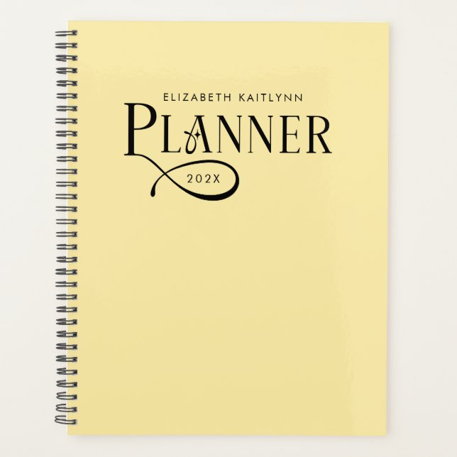 Modern Elegant Personalized Yellow Planner (Front)