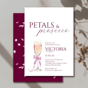 Modern Elegant Petals and Prosecco Bridal Shower Invitation