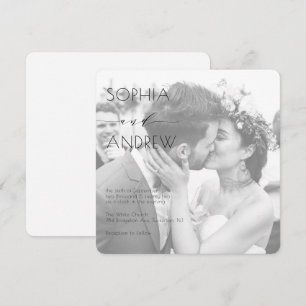 Modern Elegant Photo All ine One White Wedding Invitation