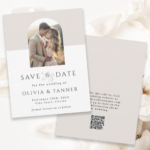 Modern Elegant Photo Arch QR code Save the Date