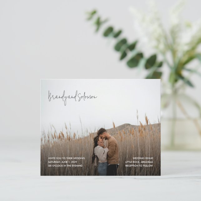 Modern Elegant Photo Budget Wedding Invitation (Standing Front)