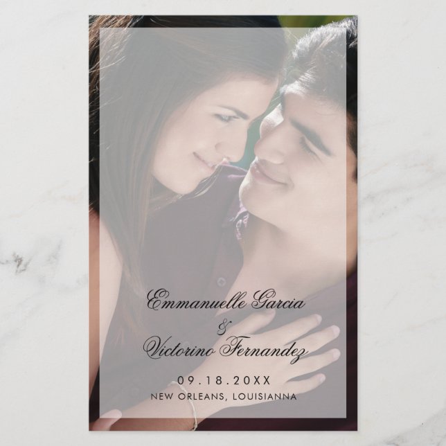 Modern Elegant Photo Budget Wedding Program Flyer (Front)
